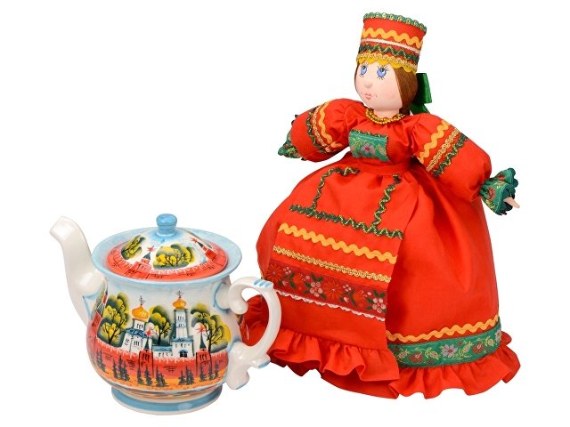 Подарочный набор «Кремлевский»: кукла на чайник, чайник заварной с росписью, чай травяной (K6270)