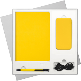 Подарочный набор Sky, желтый (ежедневник, ручка, аккумулятор) (A23311.075)
