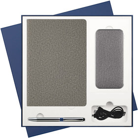 Подарочный набор Tweed, серый (ежедневник, ручка, аккумулятор) (A23324.080)
