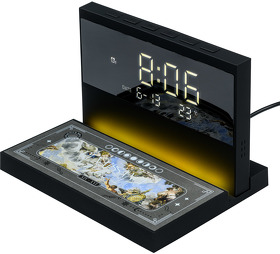 Настольные часы с подсветкой и беспроводной зарядкой 15W Glory Renaissance (A223595.010.Renaissance)
