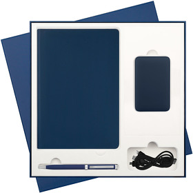 Подарочный набор Rain, синий (ежедневник, ручка, аккумулятор) (A260006.030)