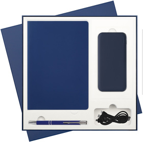 Подарочный набор Spark, синий (ежедневник, ручка, аккумулятор) (A260007.030)
