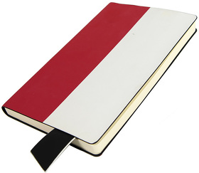 Бизнес-блокнот UNI, A5, бело-красный, мягкая обложка, в линейку, черное ляссе (H21240/01/08)