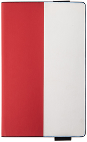 Бизнес-блокнот UNI, A5, бело-красный, мягкая обложка, в линейку, черное ляссе