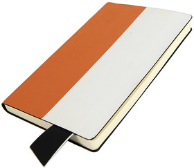 Бизнес-блокнот UNI, A5, бело-оранжевый, мягкая обложка, в линейку, черное ляссе (H21240/01/06)