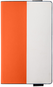 Бизнес-блокнот UNI, A5, бело-оранжевый, мягкая обложка, в линейку, черное ляссе