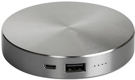 Универсальный аккумулятор "UFO" (6000mAh) в подарочной коробке,темно-серый,8,6х1,5 см,металл (H23801/30)