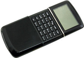 Калькулятор с календарем; черный; 6,2х10х1,5 см; пластик; тампопечать