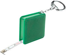 Брелок-рулетка (1 м); зеленый; 4х4х1 см; пластик; тампопечать