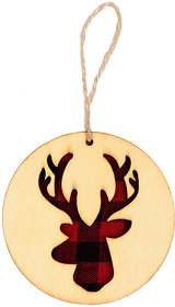 Украшение новогоднее "Red deer",диаметр 9 см , фанера, бежевый, красный (H31004)