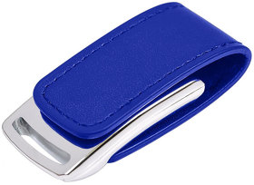 H19327_8Gb/26 - USB flash-карта "Lerix" (8Гб), темно-синий, 6х2,5х1,3см, металл, искусственная кожа