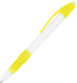 H22804/03 - N4, ручка шариковая с грипом, белый/желтый, пластик