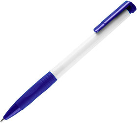 N13, ручка шариковая с грипом, пластик, белый, темно-синий