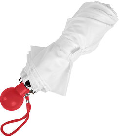 Зонт складной FANTASIA, механический, белый с красной ручкой