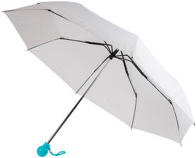 Зонт складной FANTASIA, механический, белый с голубой ручкой (H7434/22)