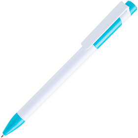 Ручка шариковая MAVA,  белый/ бирюзовый,  пластик