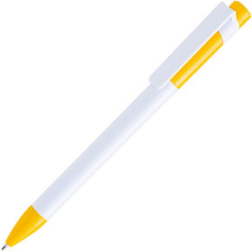 H1018MC/120 - Ручка шариковая MAVA, белый/желтый,  пластик
