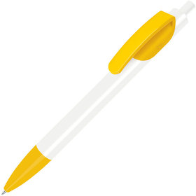 TRIS, ручка шариковая, белый корпус/ярко-желтый, пластик (H202/03)