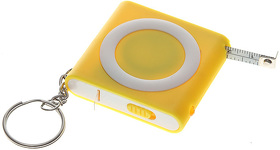 Брелок-рулетка (1м) с фонариком; желтая, 5х5х1,2см, пластик