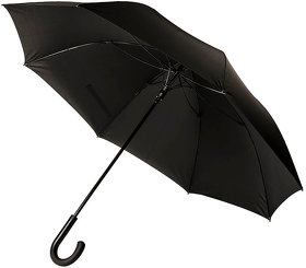 Зонт-трость CAMBRIDGE с ручкой soft-touch чёрный, полуавтомат, 100% полиэстер, пластик (H7438)