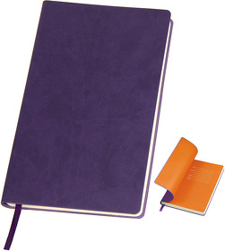 Бизнес-блокнот "Funky" фиолетовый с оранжевым форзацем, мягкая обложка,  линейка (H21209/11/06)