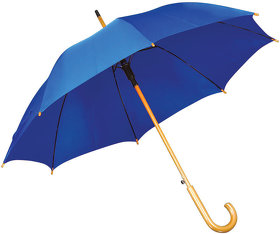 H7426/24 - Зонт-трость с деревянной ручкой, полуавтомат; ярко-синий; D=103 см, L=90см; 100% полиэстер