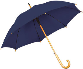 Зонт-трость с деревянной ручкой, полуавтомат; синий; D=103 см, L=90см; 100% полиэстер (H7426/26)