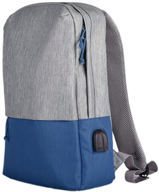 Рюкзак "Beam", серый/ярко-синий, 44х30х10 см, ткань верха: 100% полиамид, подкладка: 100% полиэстер (H970120/24)
