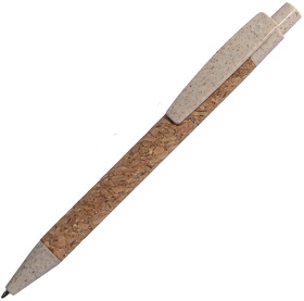 Ручка шариковая N18, бежевый, пробка, пшеничная волокно, ABS пластик, цвет чернил синий (H38018/28)