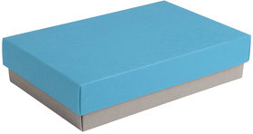 Коробка подарочная CRAFT BOX, 17,5*11,5*4 см, серый, голубой, картон 350 гр/м2