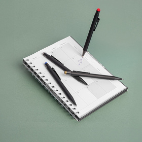 Ручка шариковая FACTOR BLACK со стилусом, черный/синий, металл, пластик, софт-покрытие