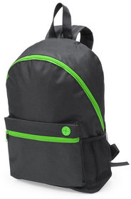 Рюкзак "Town", черный с зелеными молниями, 28х38х12 см, полиэстер 600D (H345229/15)