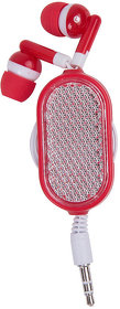 Наушники со светоотражателем и держателем RASUM, красный, 2х8,6х2,6 см, пластик