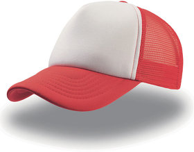 Бейсболка "RAPPER", 5 клиньев, пластиковая застежка,красный с белым,100% полиэстер,плотность 80 г/м2 (H25420.08)