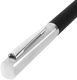 M1, ручка шариковая, черный/серебристый, пластик, металл, софт-покрытие