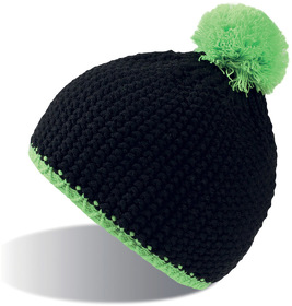 Шапка "PEAK",  черный/зеленый неон, верх: 100% акрил, подкладка: 100% полиэстер (H25491.355)