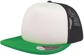 H25423.15 - Бейсболка "SNAP 90S", 5 клиньев, пластиковая застежка, зеленый, белый, черный,100 %полиэстер,80 г/м2