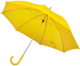 Зонт-трость с пластиковой ручкой, механический; желтый; D=103 см; 100% полиэстер 190 T