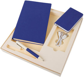 Набор подарочный PROVENCE; Универсальный аккумулятор(5000мАh), блокнот и ручка; синий, шт