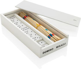 Набор настольных игр Микадо/Домино в деревянной коробке FSC® (XP940.153)