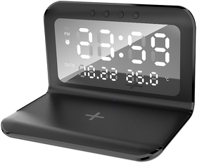 Настольные часы "Smart Time" с беспроводным (15W) зарядным устройством, будильником и термометром, со съёмным дисплеем (E9611-3)