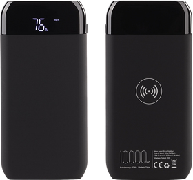Беспроводное зарядное устройство "ShineMax SOFTTOUCH", 10000 mAh с подсветкой логотипа и цифровым индикатором заряда (E9616-3)