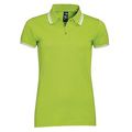 P00578794 - Рубашка поло женская Pasadena Women 200 с контрастной отделкой, зеленый лайм с белым