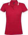 P5852.58 - Рубашка поло женская Pasadena Women 200 с контрастной отделкой, красная с белым