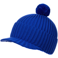 Вязаная шапка с козырьком Peaky, синяя (василек) (P16925.77)