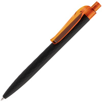 P7091.32 - Ручка шариковая Prodir QS01 PRT-P Soft Touch, черная с оранжевым