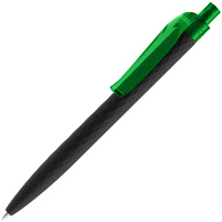 P7091.39 - Ручка шариковая Prodir QS01 PRT-P Soft Touch, черная с зеленым