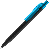 P7091.43 - Ручка шариковая Prodir QS01 PRT-P Soft Touch, черная с голубым