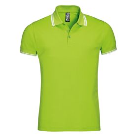 P00577794 - Рубашка поло мужская Pasadena Men 200 с контрастной отделкой, зеленый лайм с белым