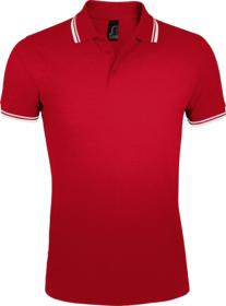P5851.58 - Рубашка поло мужская Pasadena Men 200 с контрастной отделкой, красная с белым